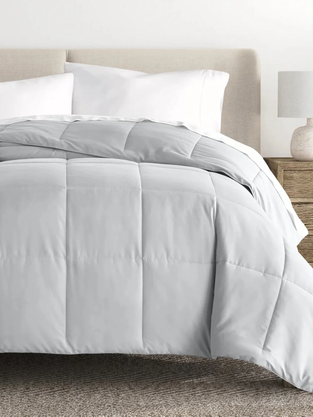Lightweight All Season Down Alternative Comforter Twin XL Light Gray NEW iEnjoy
